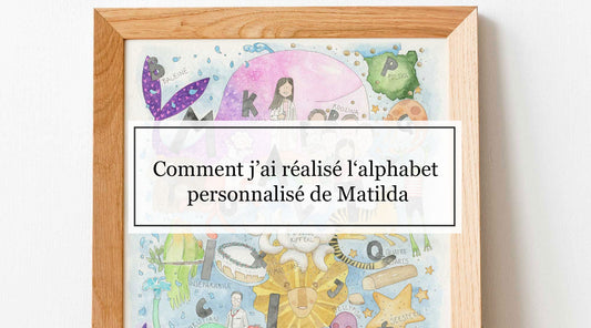 cadre en bois avec alphabet aquarelle