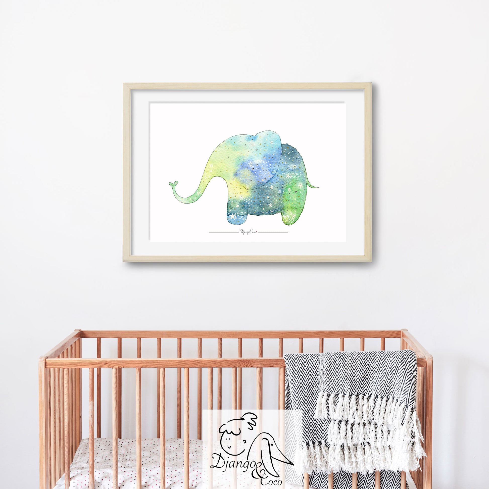 galaxy elephant art in a nursery