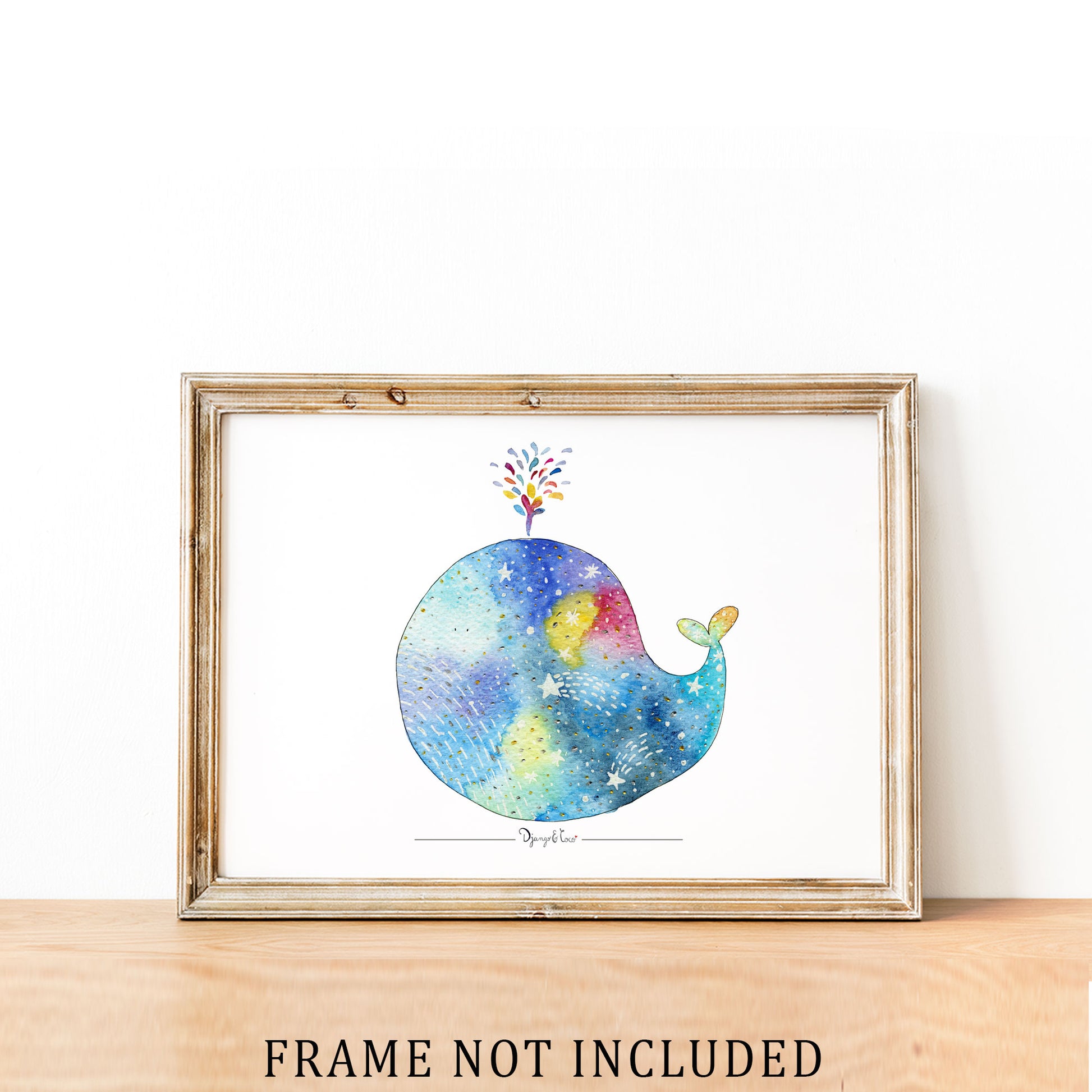 whale art in a wooden frame