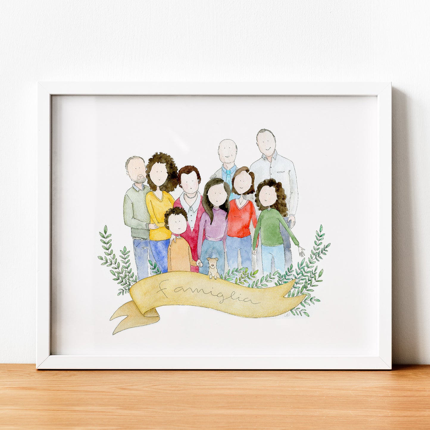 Portrait de famille à l'aquarelle 