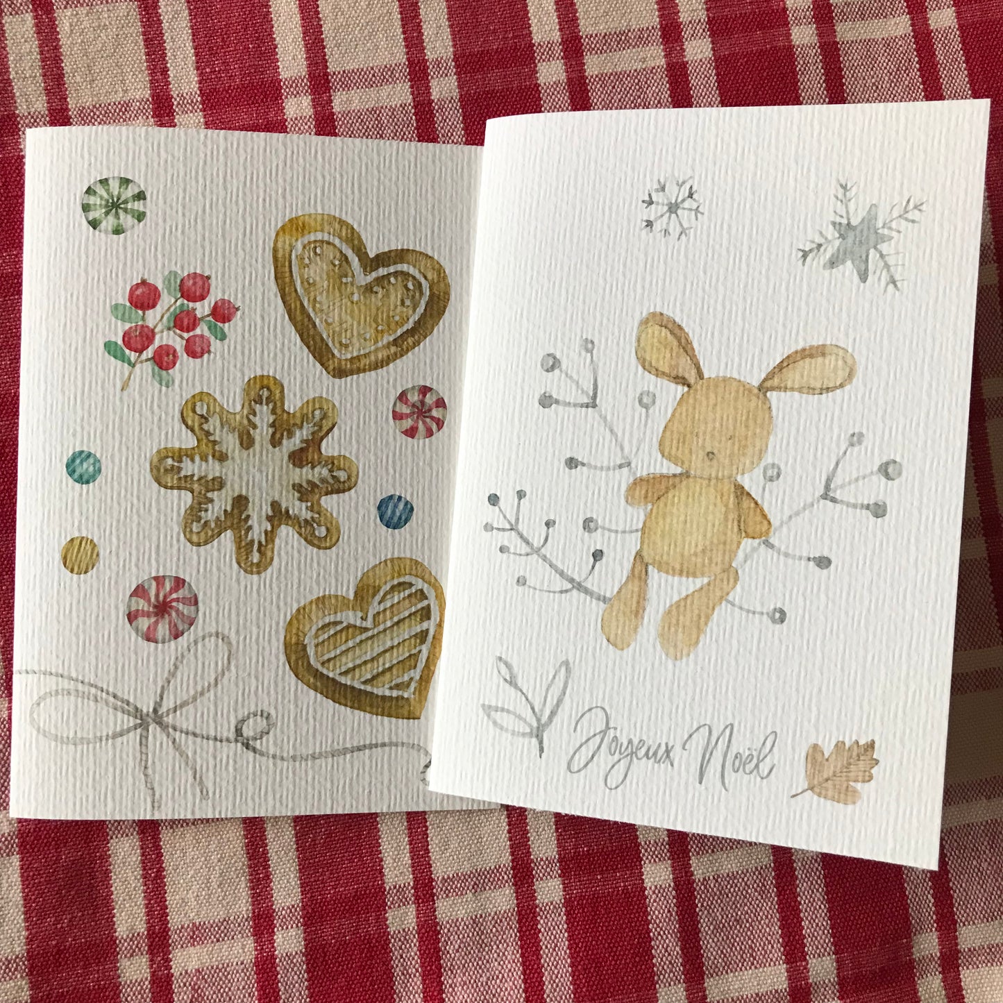 Cartes de vœux Lapin et biscuits en pain d'épice