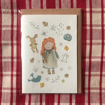 Cartes de vœux petites filles à l'aquarelle