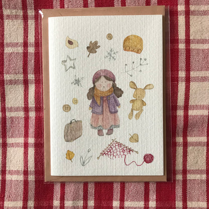 Cartes de vœux petites filles à l'aquarelle