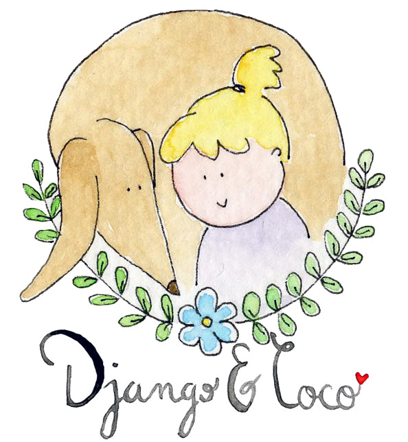 Logo Django & Coco, illustration petite fille et chien
