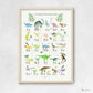 cadre en bois naturel avec affiche dinosaures