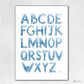 Floral alphabet poster - Blue