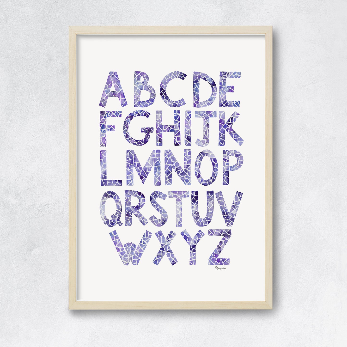 affiche abecedaire violet dans cadre