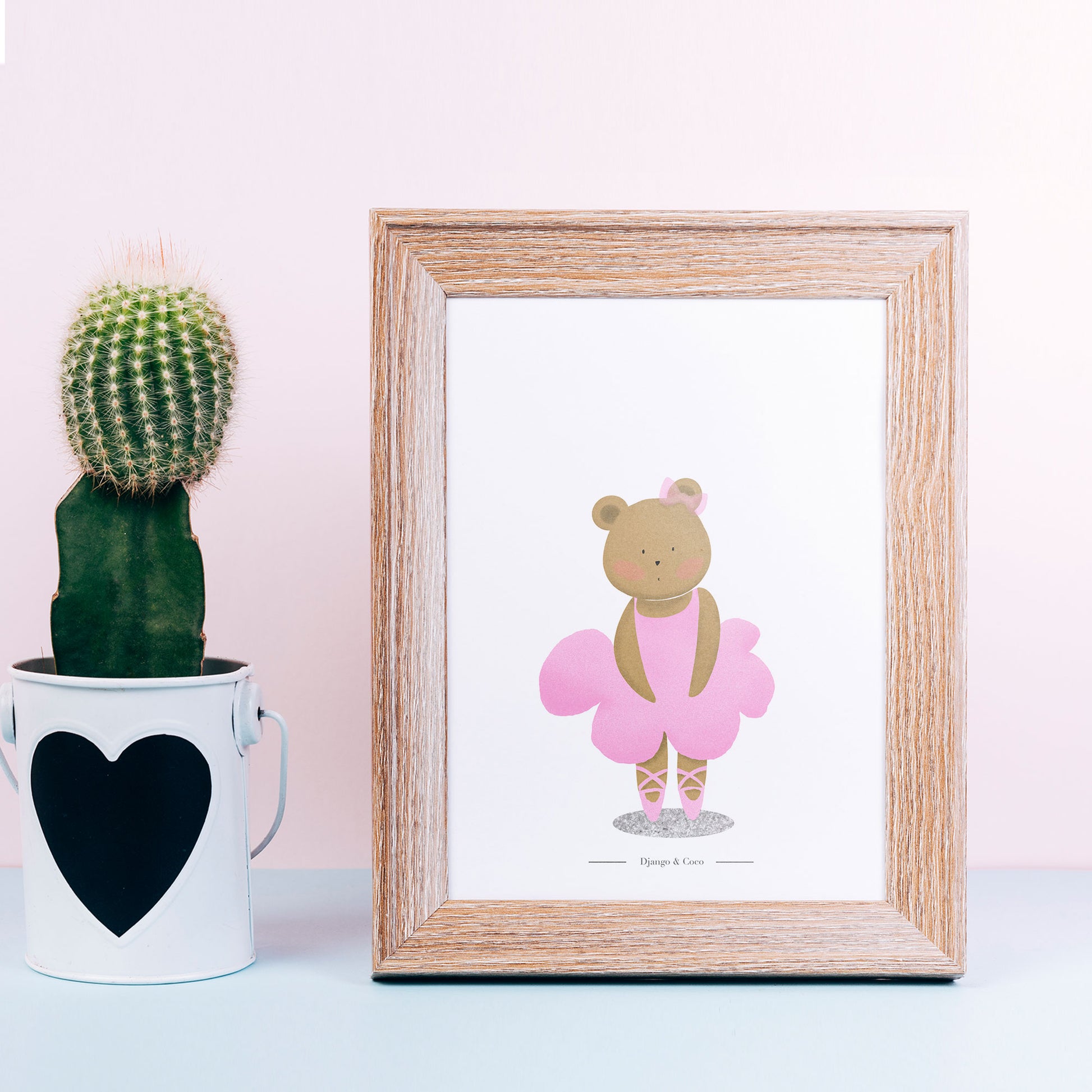 framed art ballerina theme and a cactus