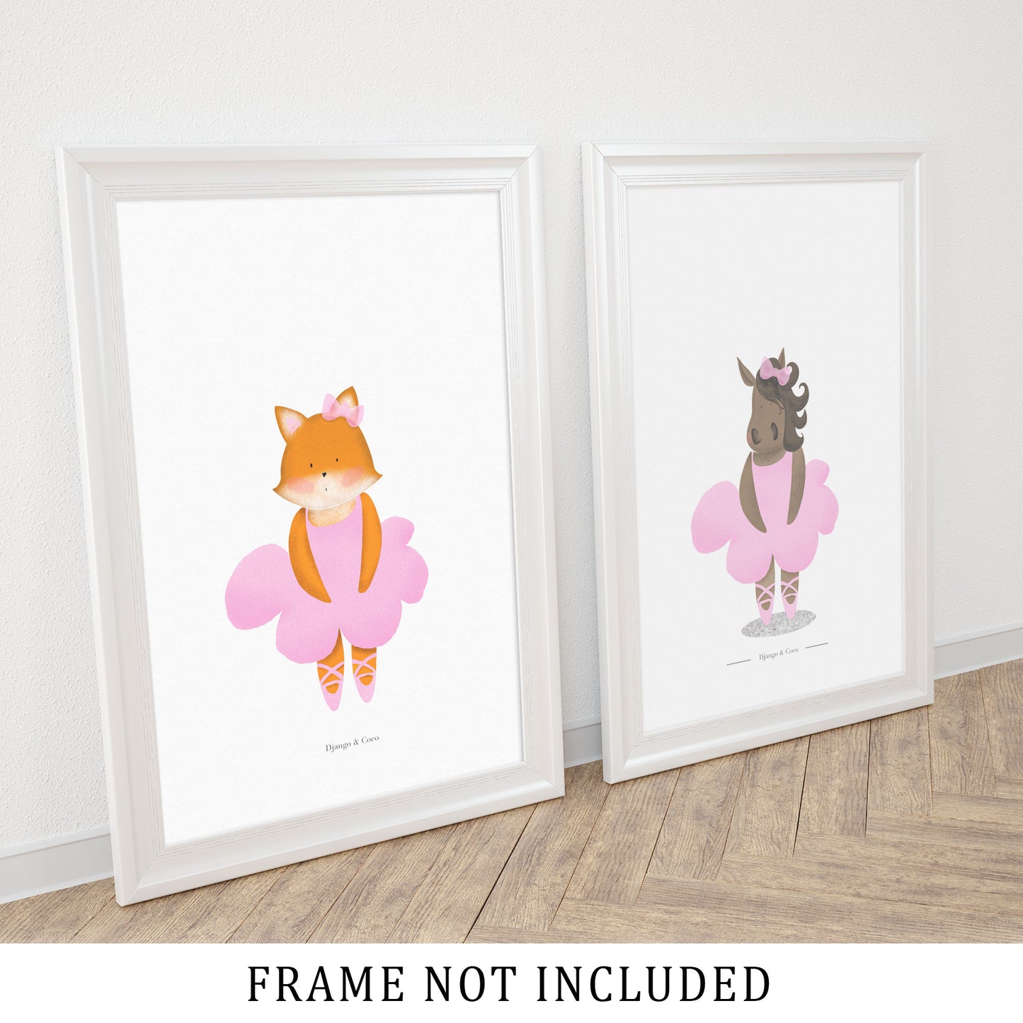 set of two pink ballerina characters