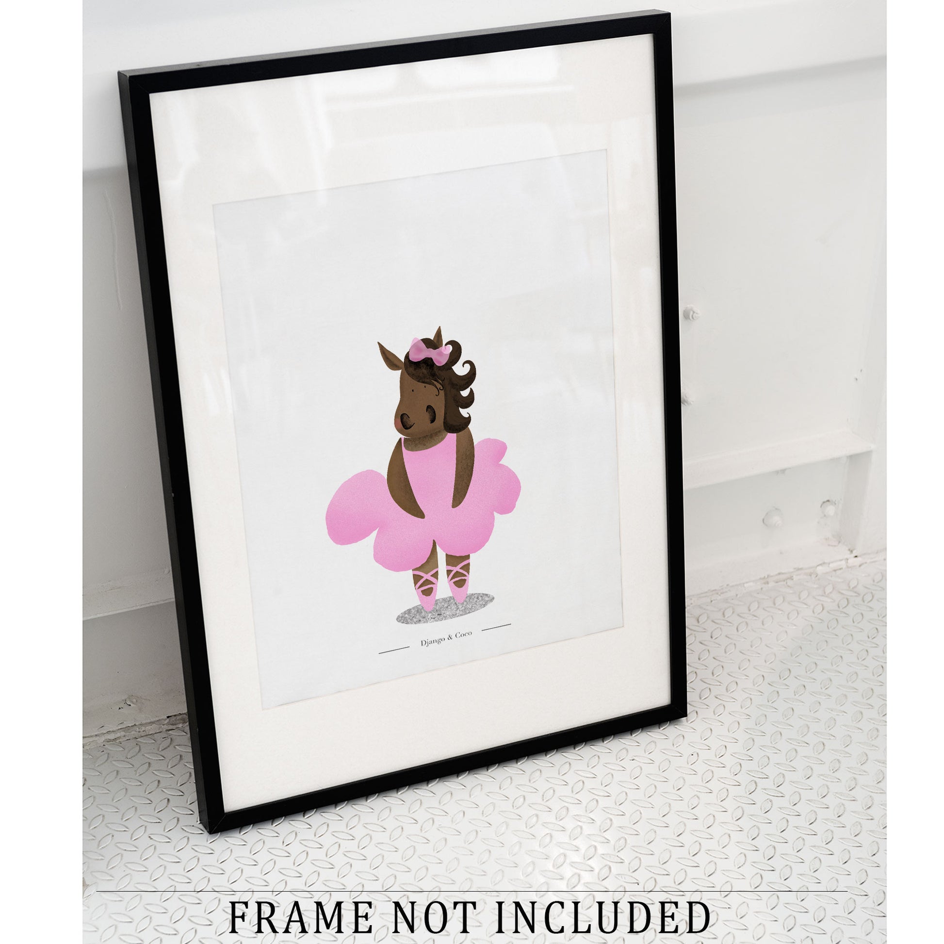 pink horse ballerina framed art