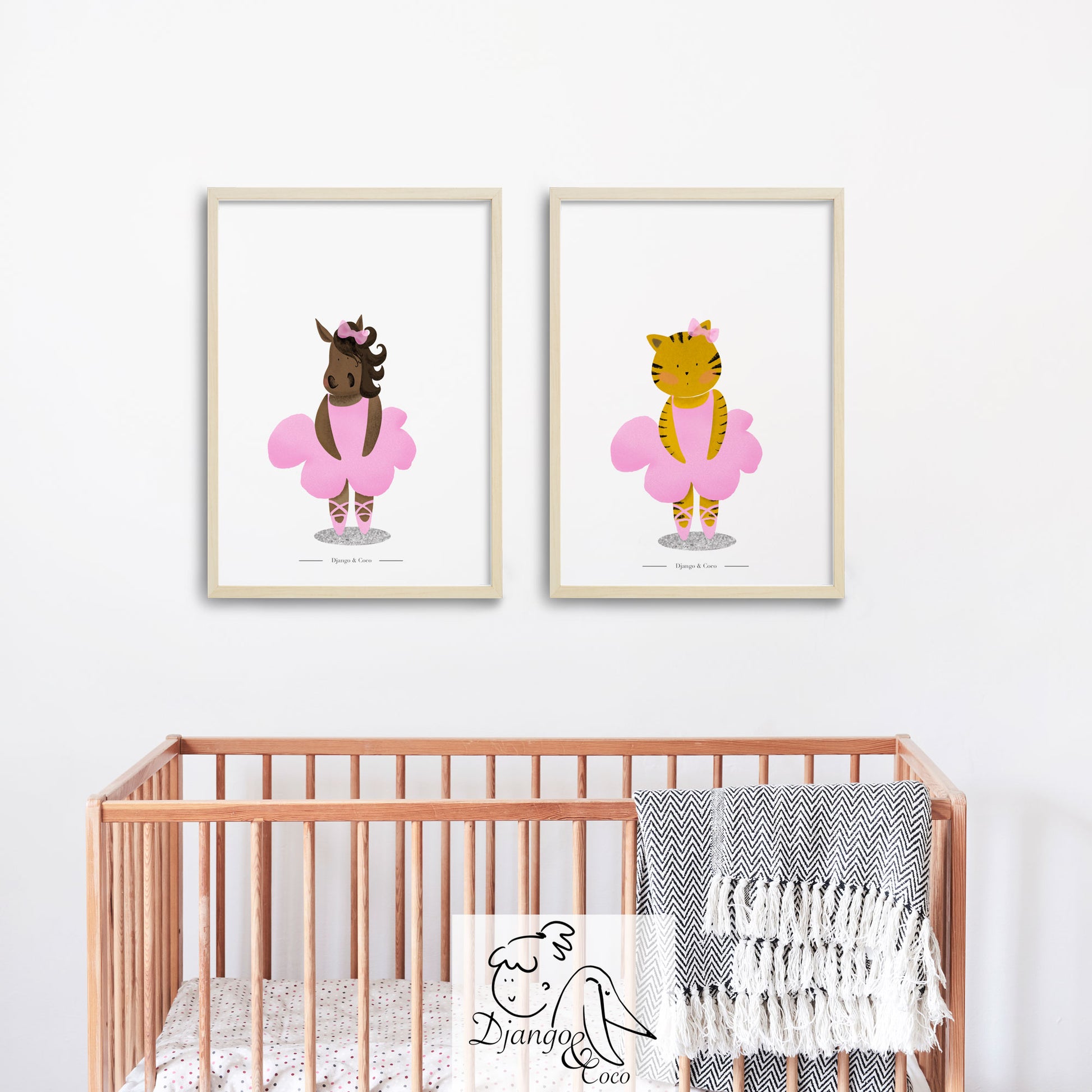 set of two ballerina animals characters