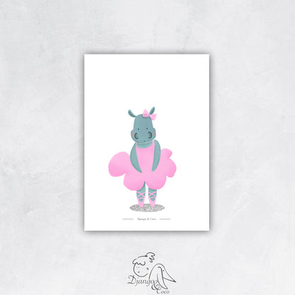 hippopotamus ballerina character print