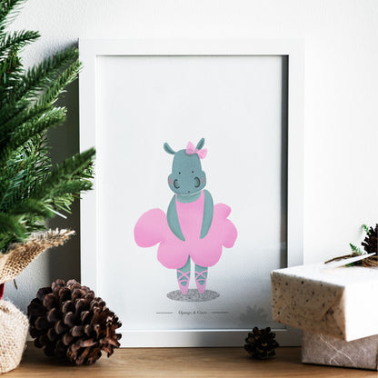 ballerina hippopotamus childrens art christams gift