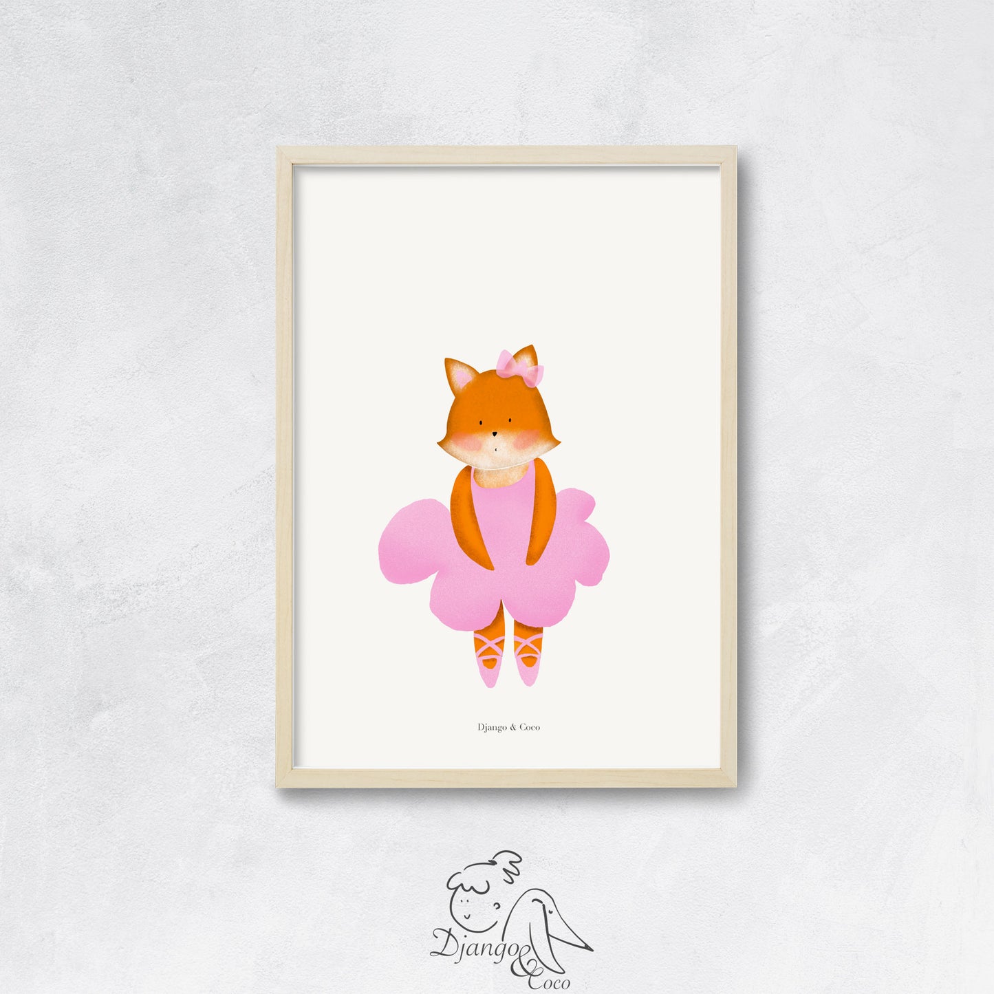 cute baby fox dancer framed art