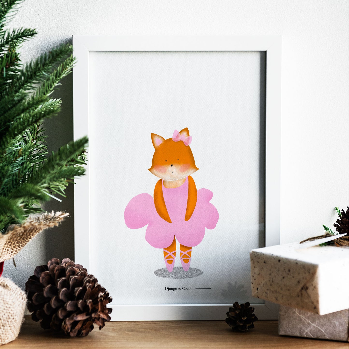 fox ballerina christmas gift art