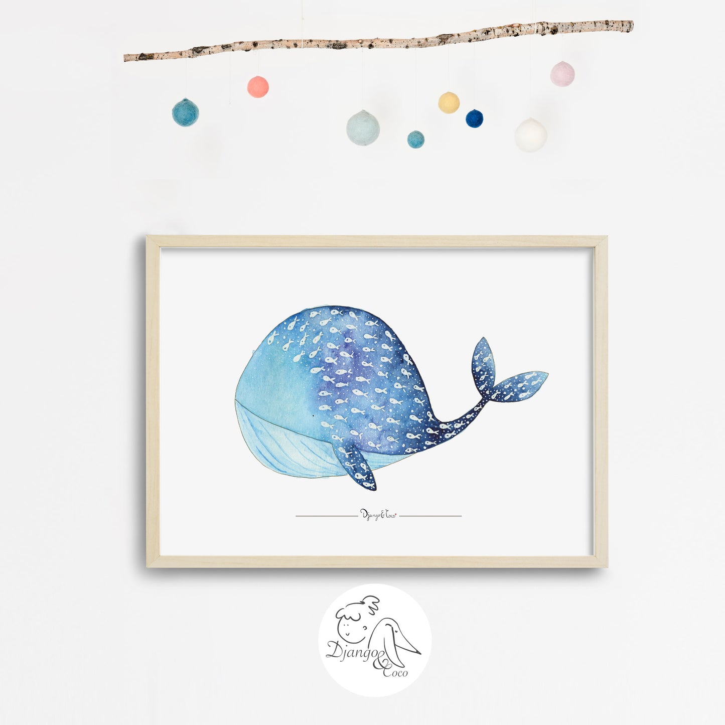blue whale framed artwork
