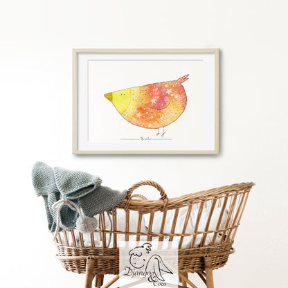 Space hen framed art in a nursery