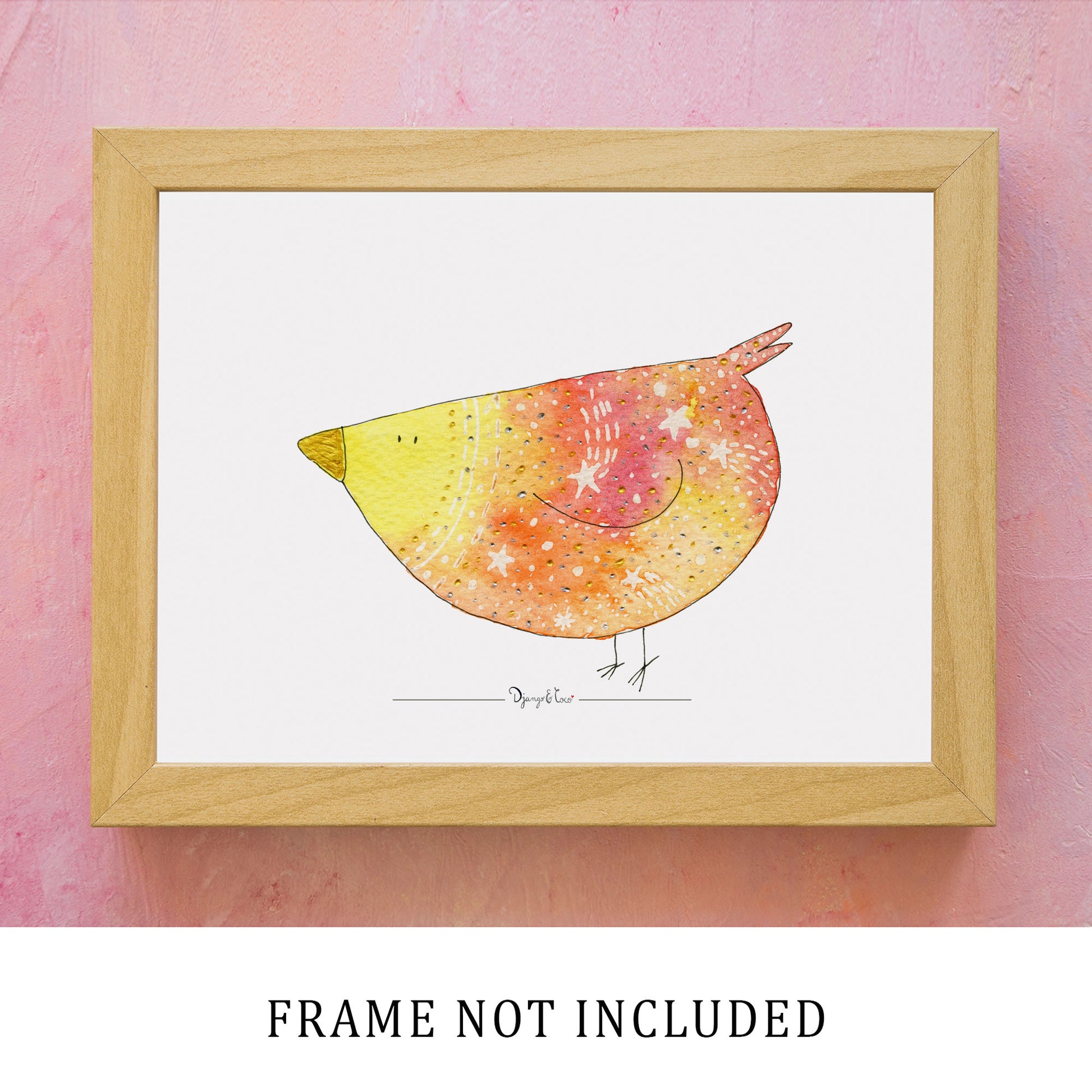 children illustration of an hen with pink background