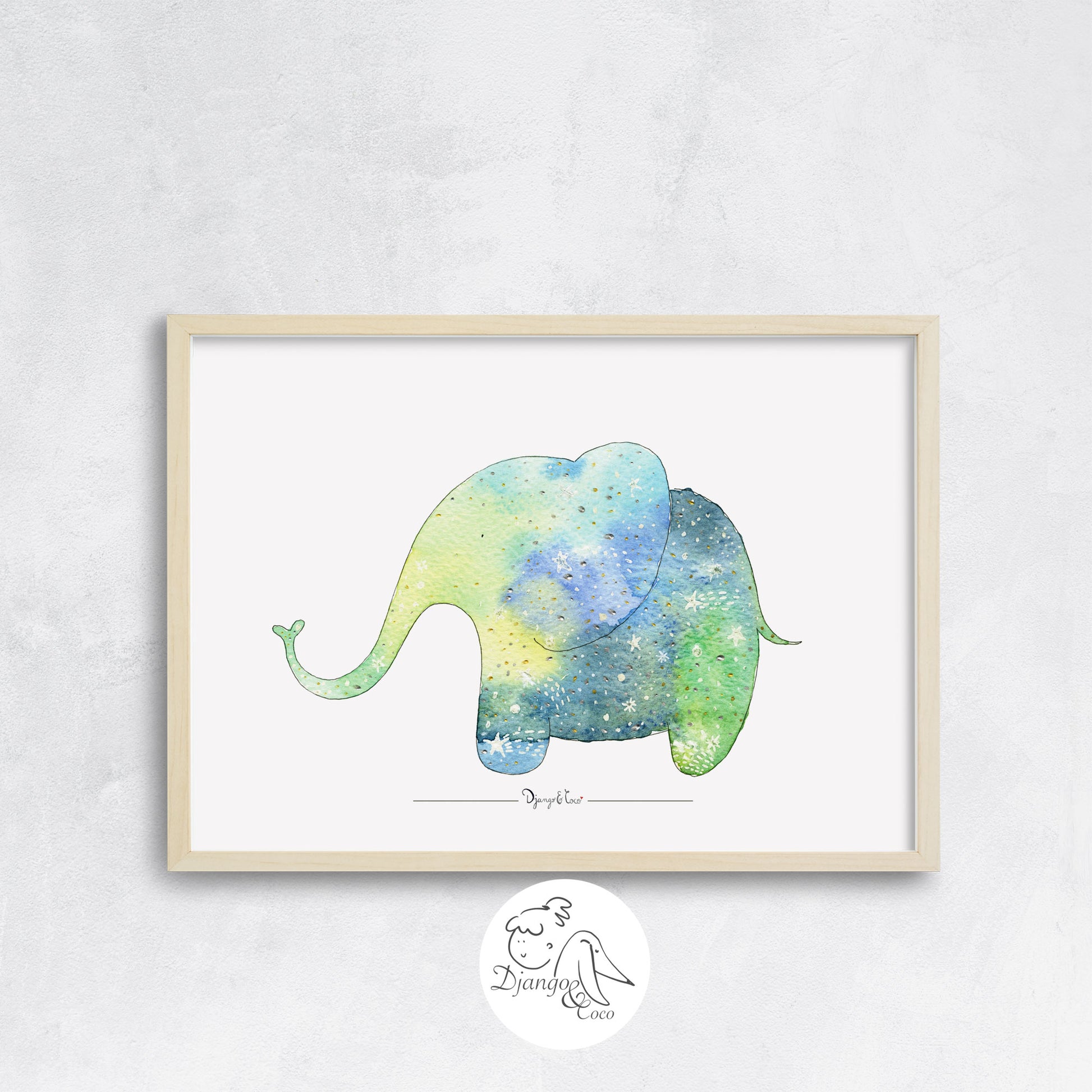 Galaxy elephant kids illustration