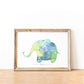 kids illustration of an elephant in a wooden frame