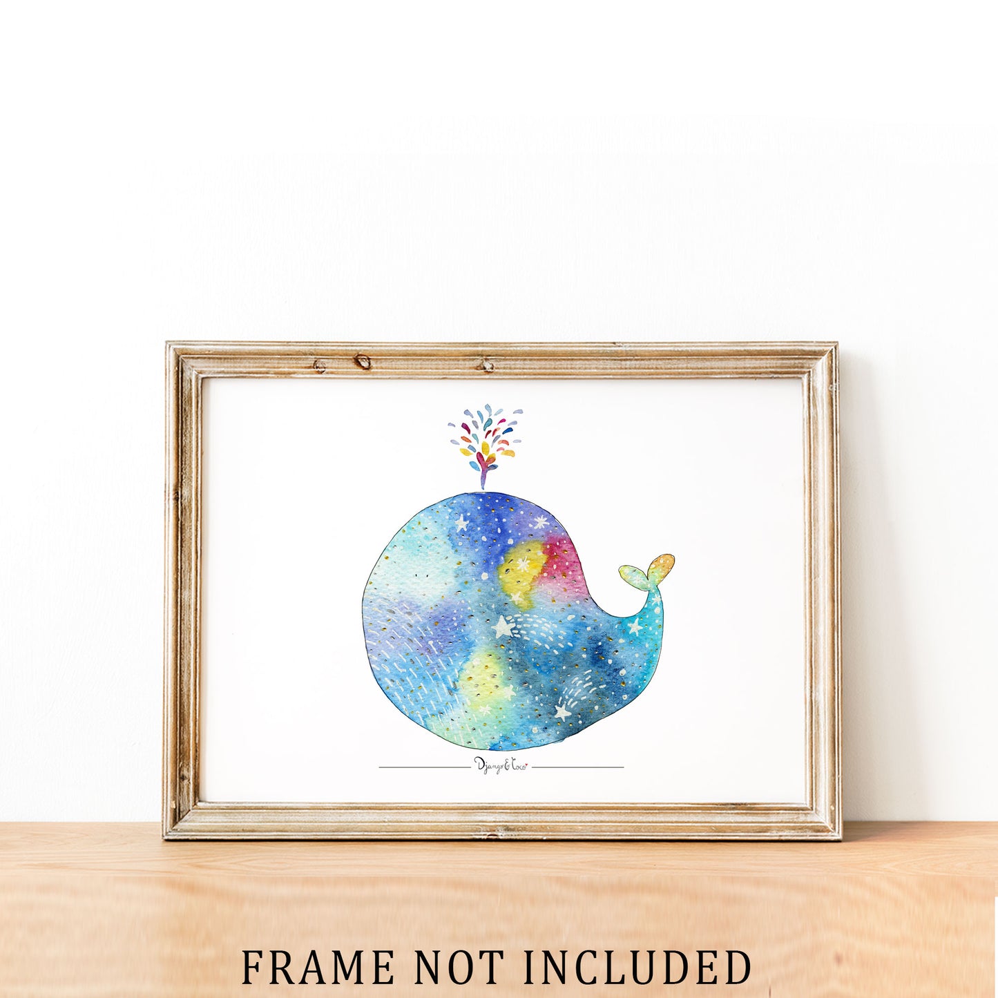 whale art in a wooden frame