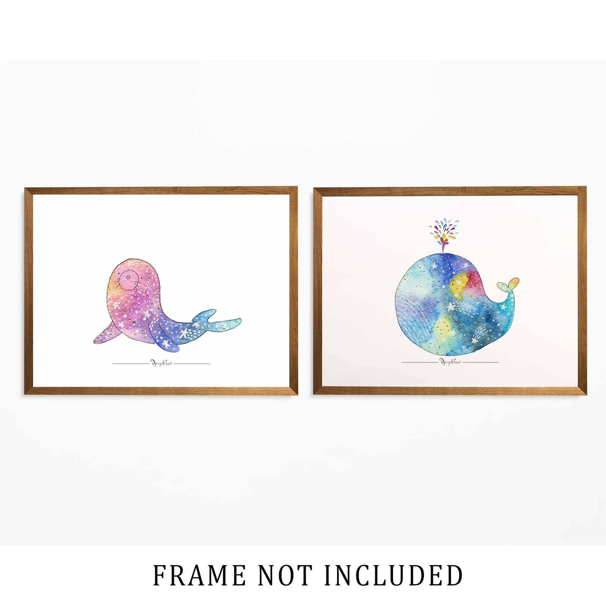 set of two galaxy prints - marine nursery theme