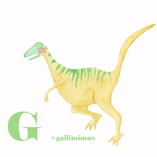 Affiche lettre G alphabet dinosaure