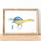 cadre en bois avec affiche dinosaure Irritator