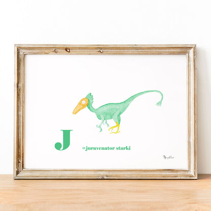 cadre en bois avec affiche dinosaure