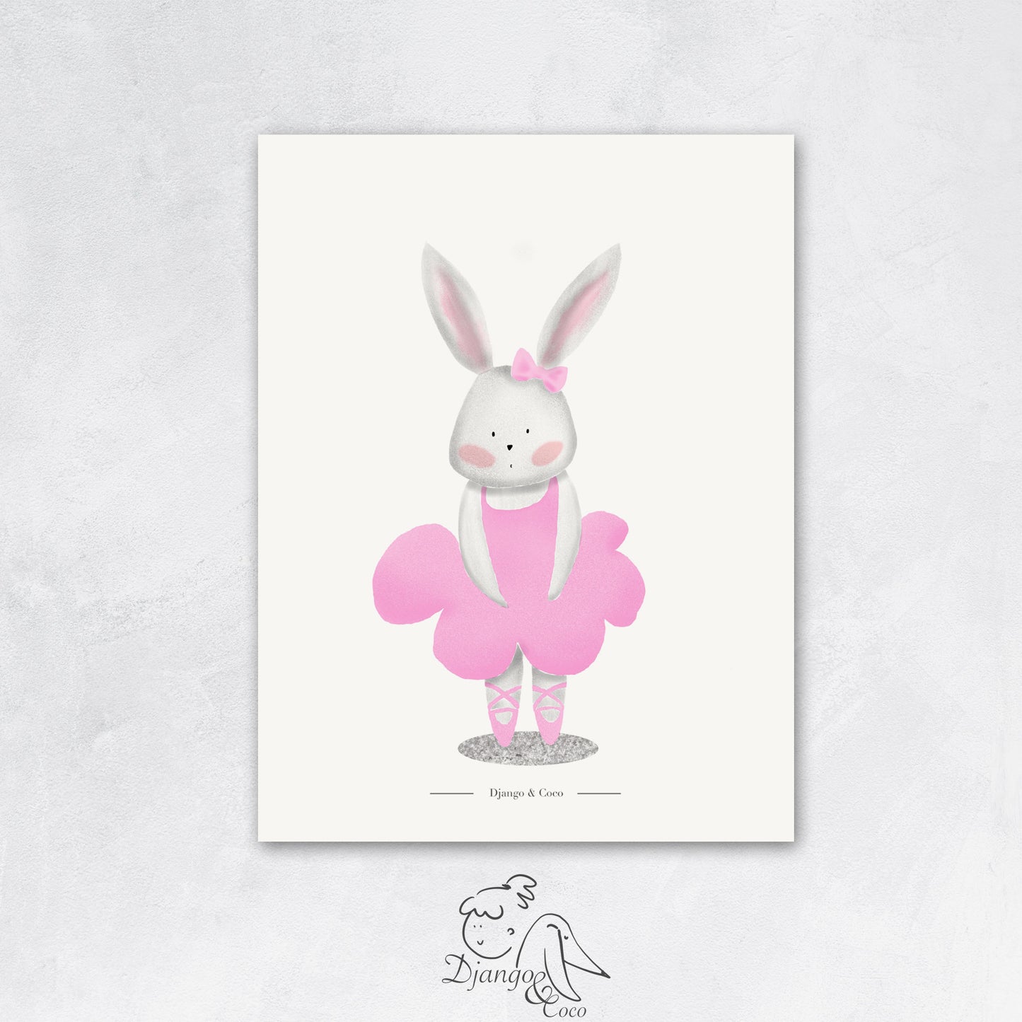 ballerina rabbit with pink tutu A4 print