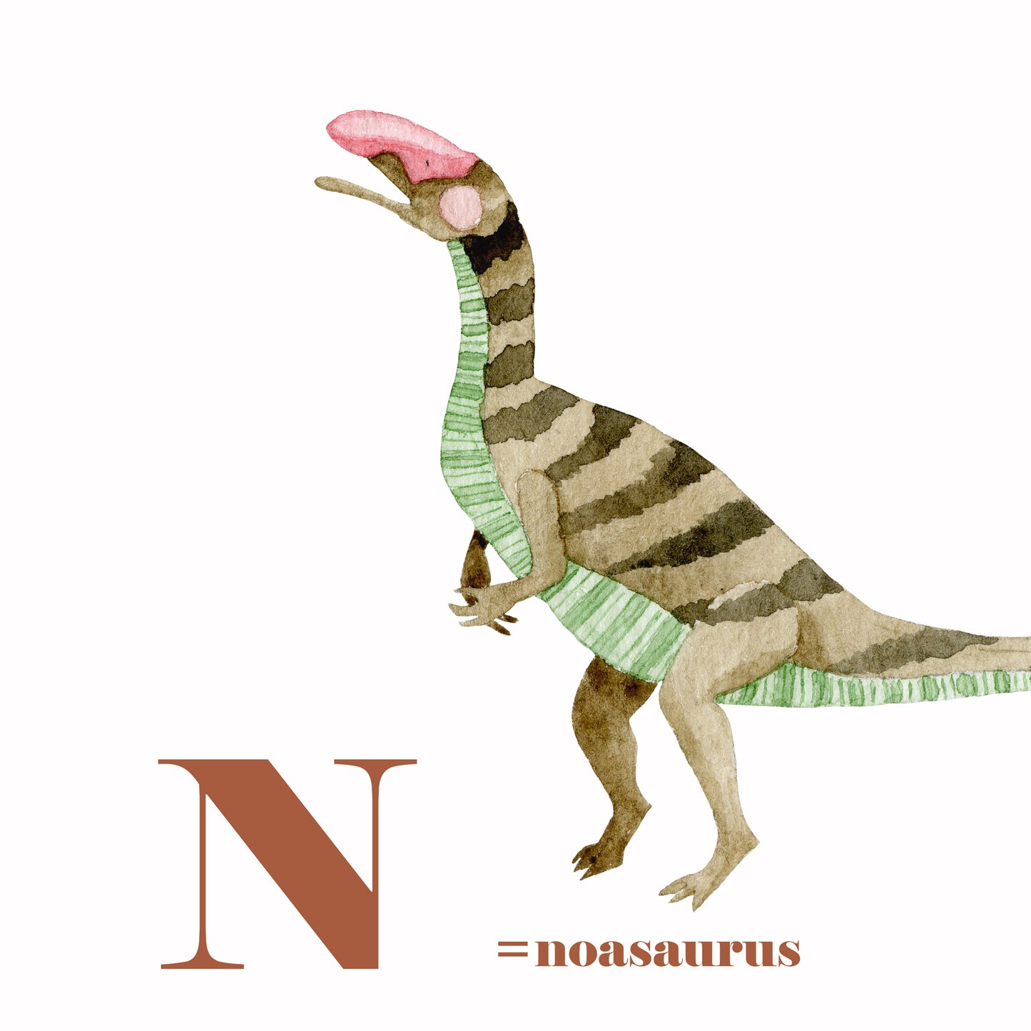 Alphabet illustré dinosaure aquarelle