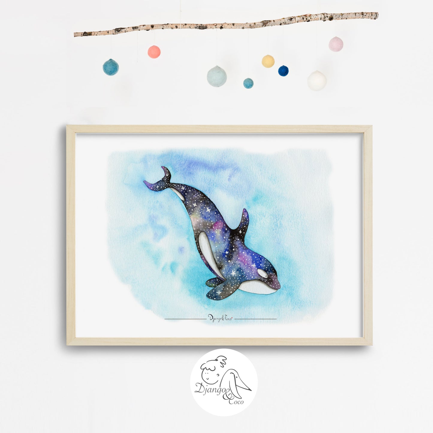 space rainbow ORCA framed art
