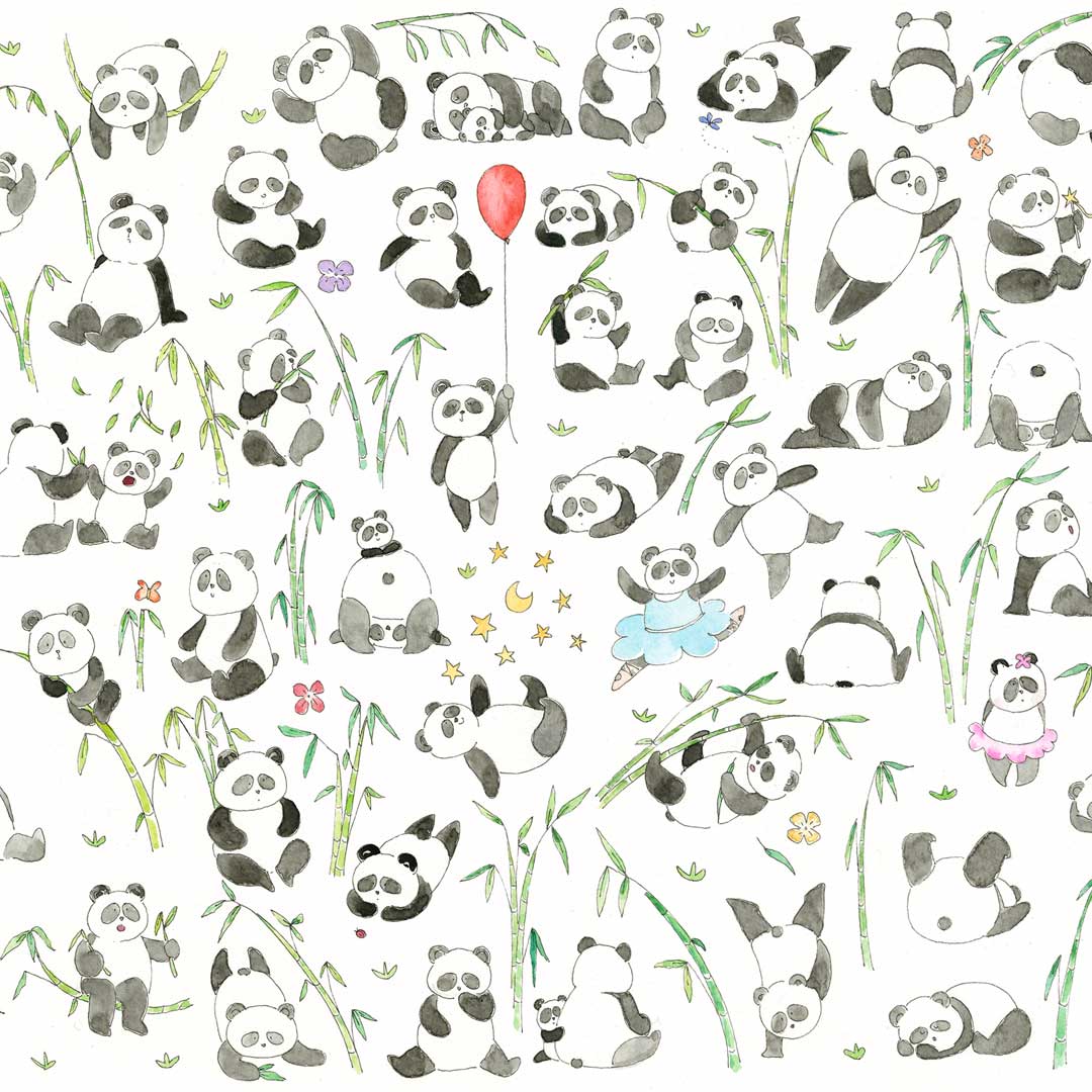 "Les Pandas Joyeux : Une Affiche Adorable et Réconfortante pour les Amoureux de la Nature"