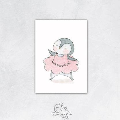 penguin ballerina nursery art 