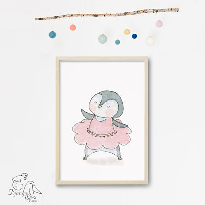 penguin ballerina wall art