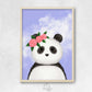 cadre affiche panda fond bleu