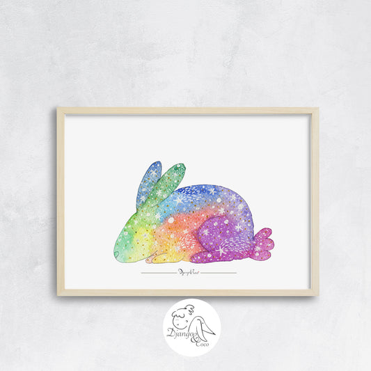 rainbow rabbit children art