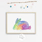 space rainbow rabbit framed art