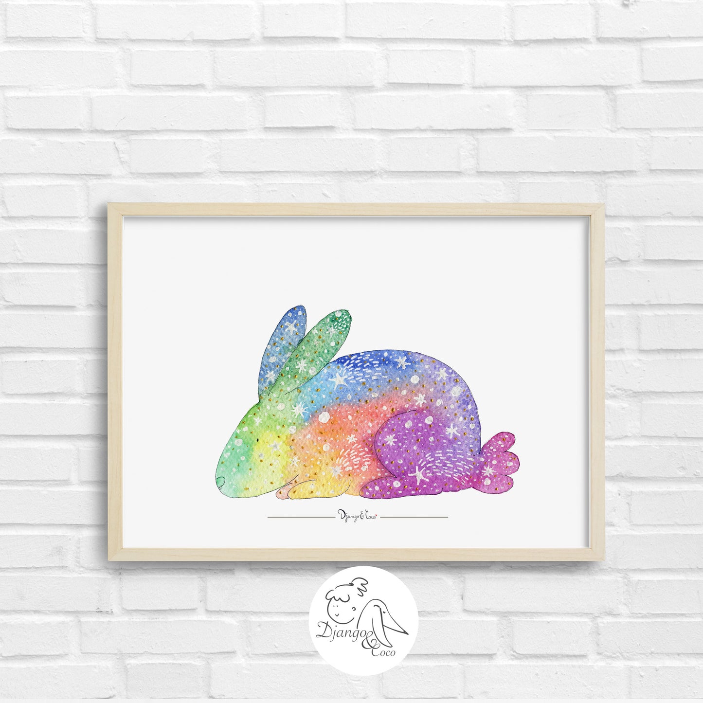 framed art of a colorful rabbit