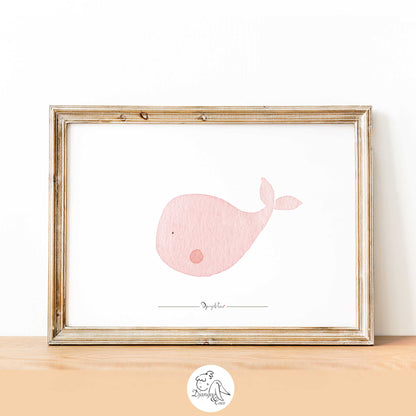 Affiche enfant - "Rose, la douce baleine : Un souffle de tendresse"