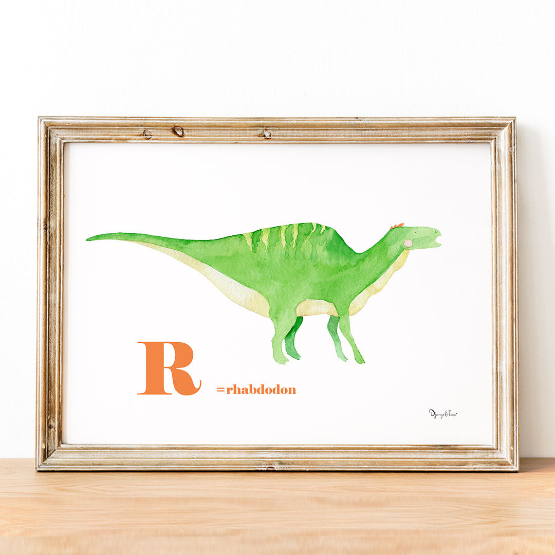 cadre bois dinosaure aquarelle