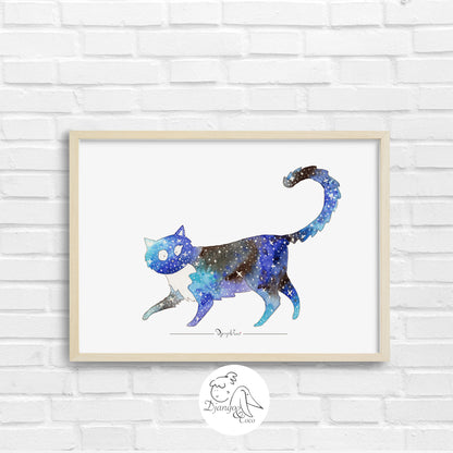 brick wall with a frame of a starry cat