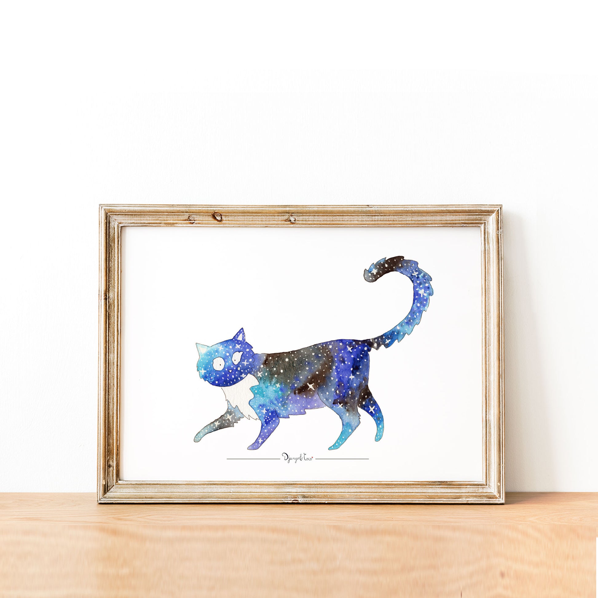 framed art of a galaxy cat