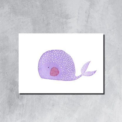 Bébé baleine violet à pois