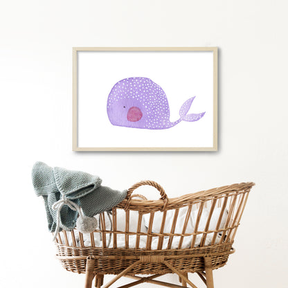 Bébé baleine violet à pois