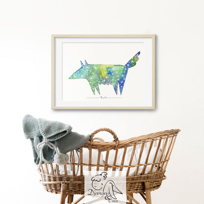 wolf framed art in a nursery