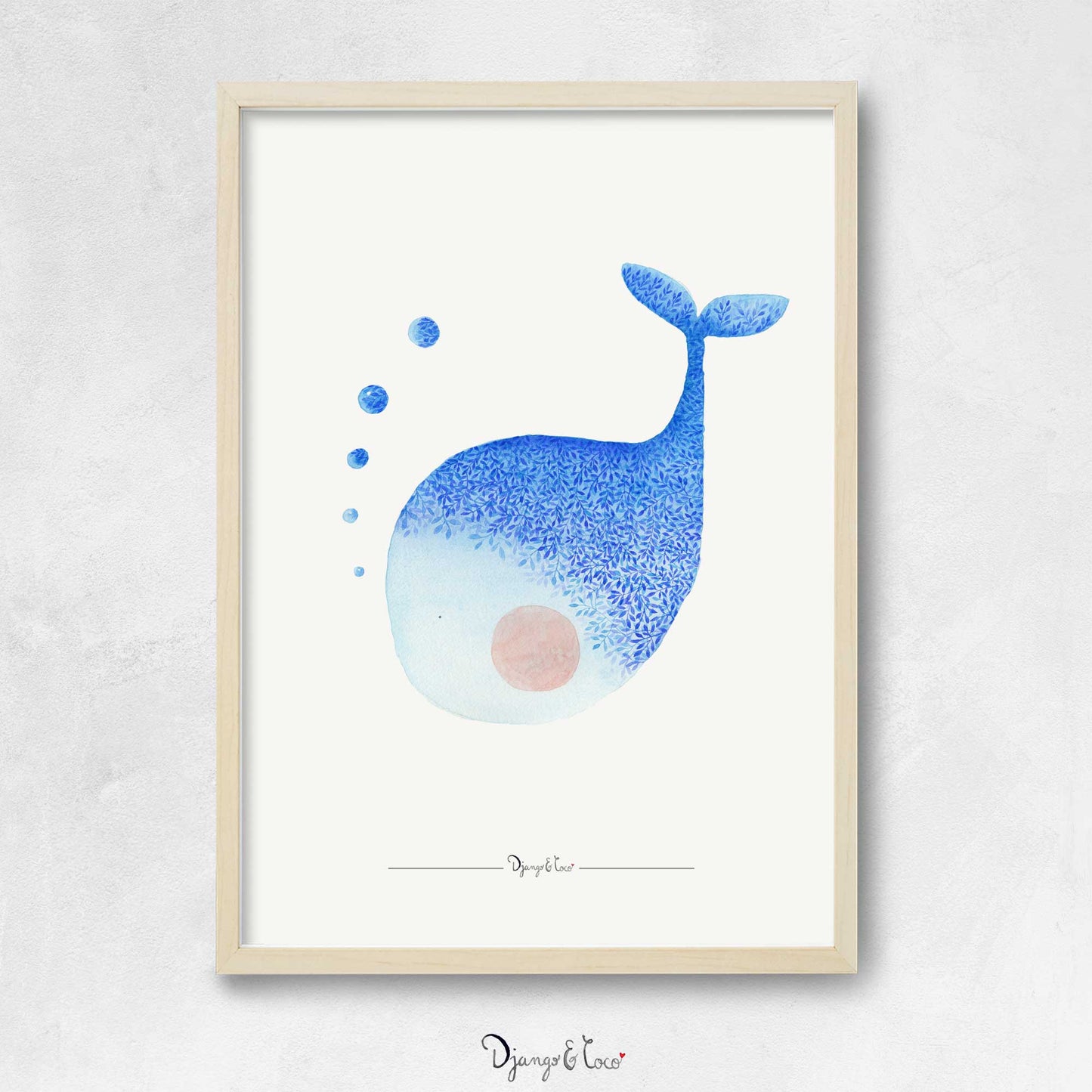 illustration baleine bleu decoration
