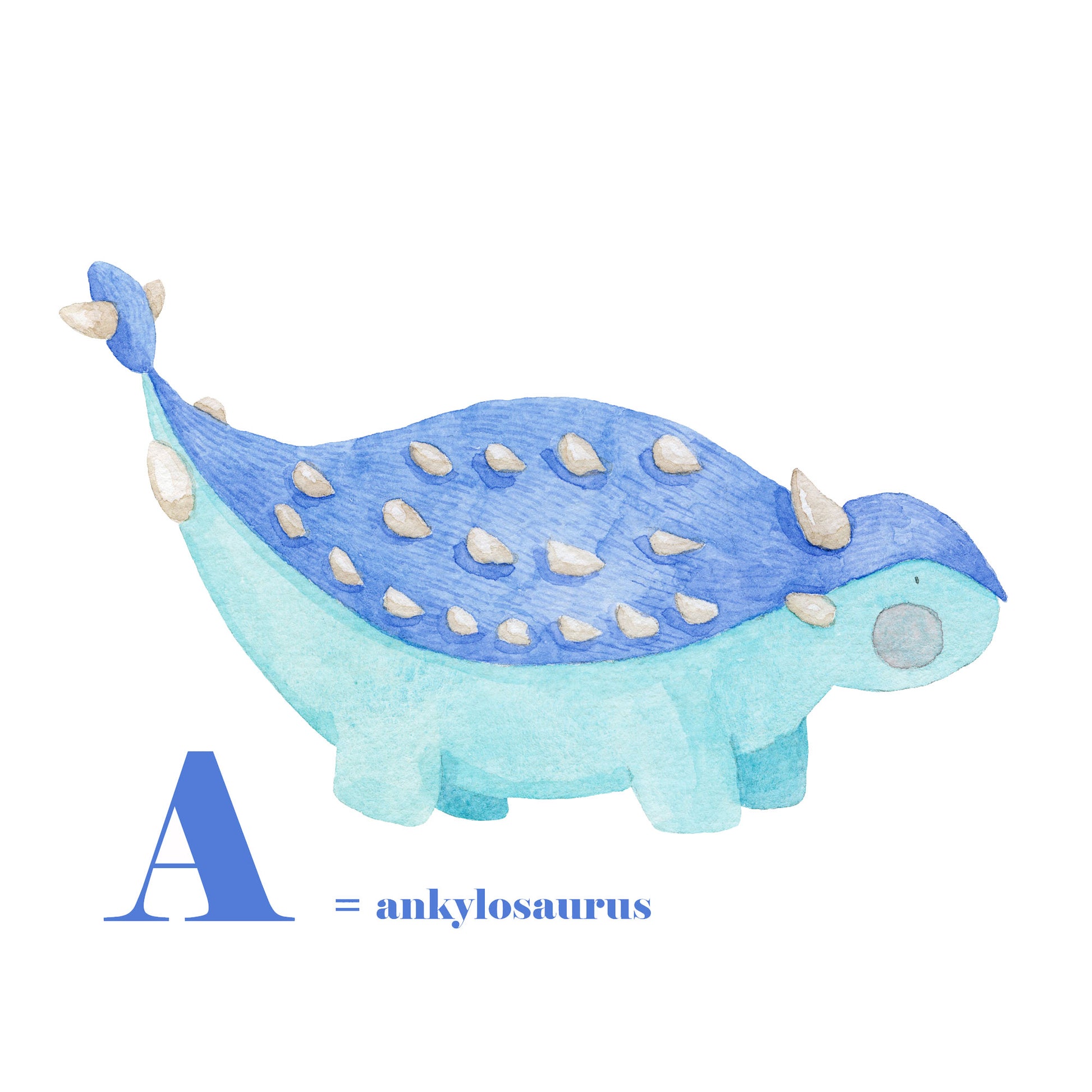 ankylosaure aquarelle et alphabet