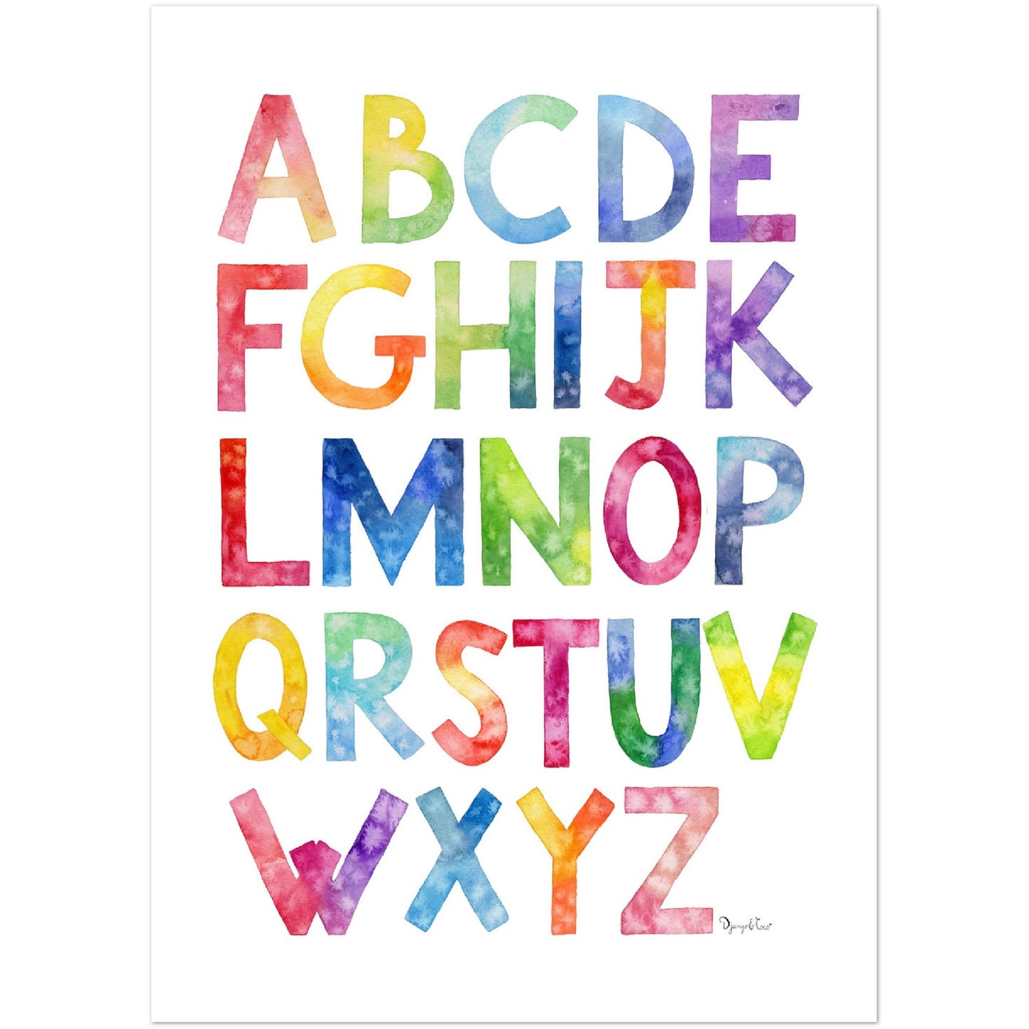 Affiche enfant- Aabécédaire Arc-en-ciel pour apprendre l'alphabet