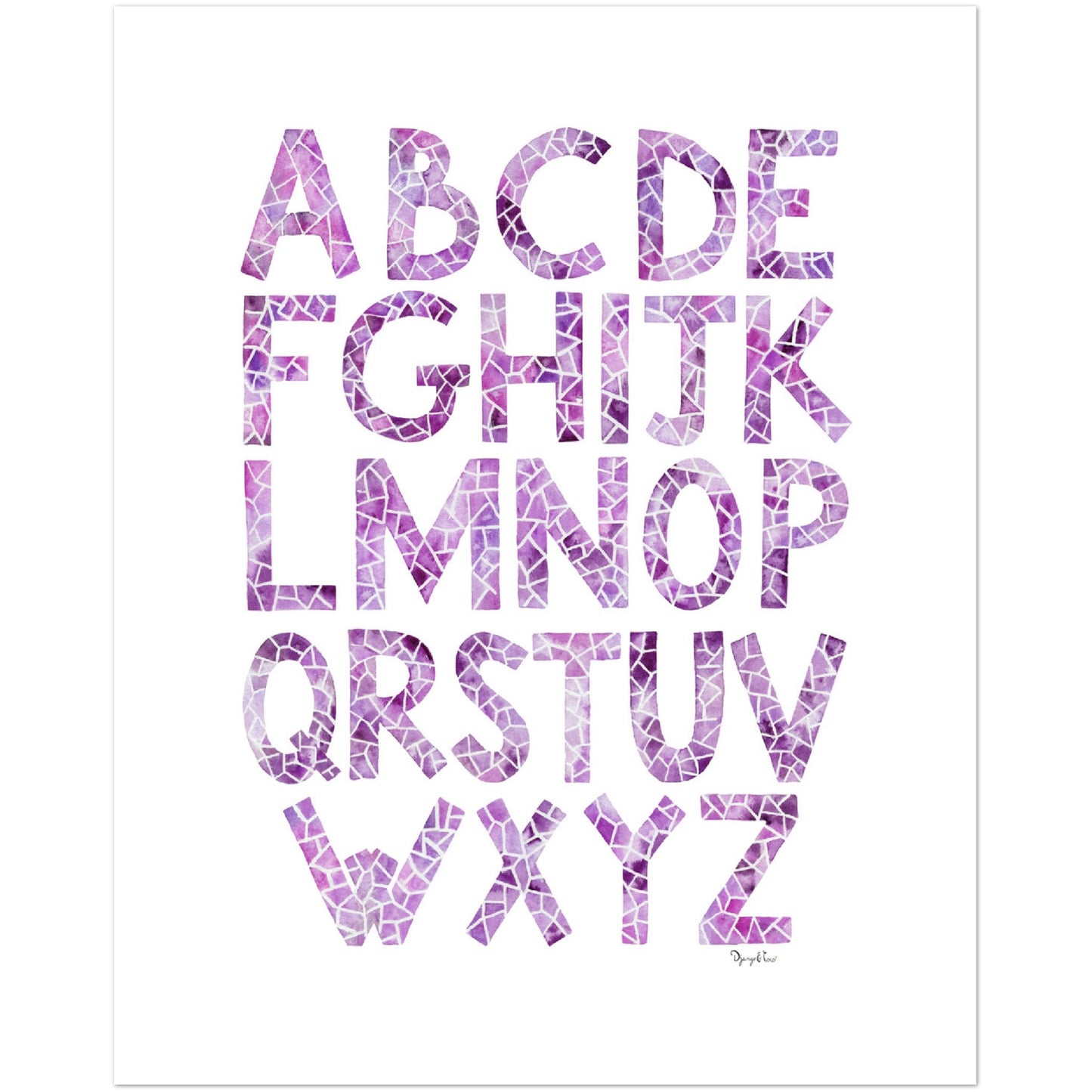 Colore viola del manifesto dell'alfabeto del bambino